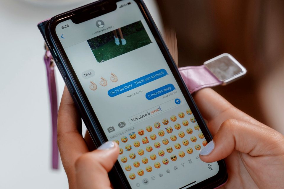 Reading a text message on a smartphone